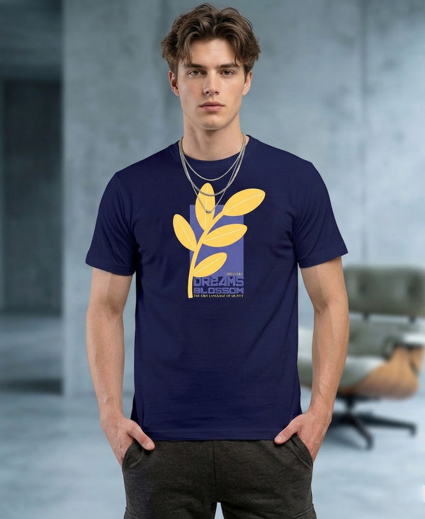 T.T. Men|Graphics Printed Tshirts For Men|Eco Friendly Fabric|Round Neck|Half Sleeves|Cotton Blended Tees For Men|Regular Fit|Big Print|Navy