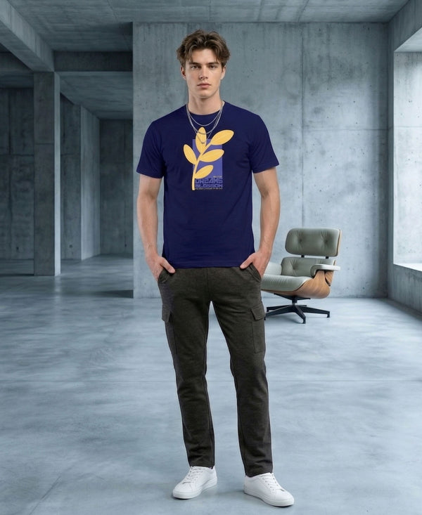 T.T. Men|Graphics Printed Tshirts For Men|Eco Friendly Fabric|Round Neck|Half Sleeves|Cotton Blended Tees For Men|Regular Fit|Big Print|Navy