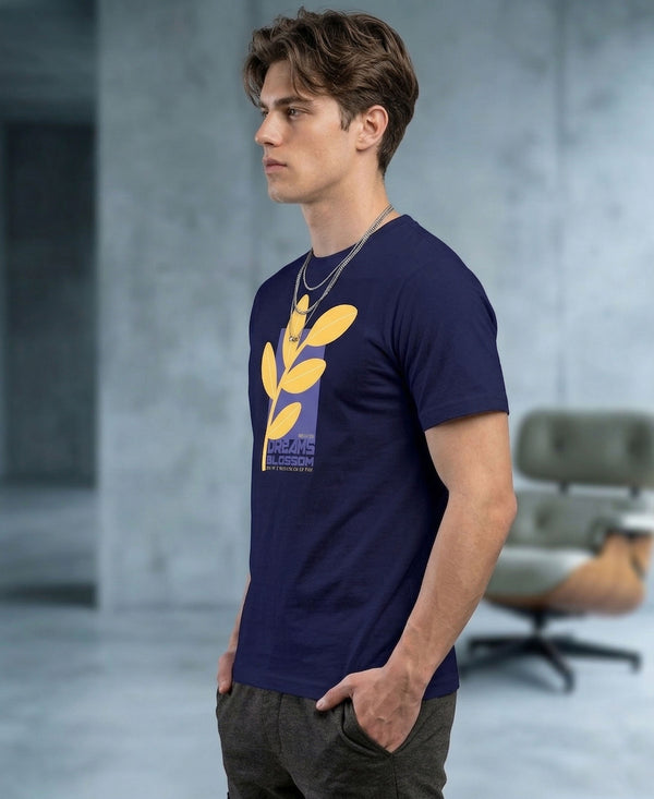 T.T. Men|Graphics Printed Tshirts For Men|Eco Friendly Fabric|Round Neck|Half Sleeves|Cotton Blended Tees For Men|Regular Fit|Big Print|Navy