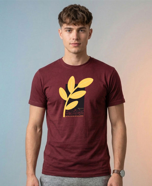 T.T. Men|Graphics Printed Tshirts For Men|Eco Friendly Fabric|Round Neck|Half Sleeves|Cotton Blended Tees For Men|Regular Fit|Big Print|Maroon