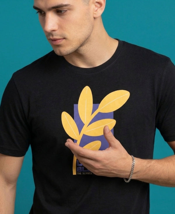 T.T. Men|Graphics Printed Tshirts For Men|Eco Friendly Fabric|Round Neck|Half Sleeves|Cotton Blended Tees For Men|Regular Fit|Big Print|Black