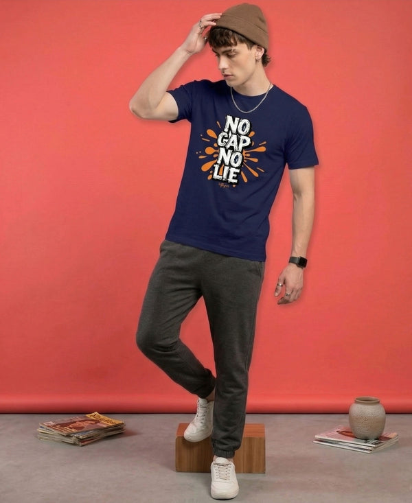 T.T. Men|Graphics Printed Tshirts For Men|Eco Friendly Fabric|Round Neck|Half Sleeves|Cotton Blended Tees For Men|Regular Fit|Big Print|Navy