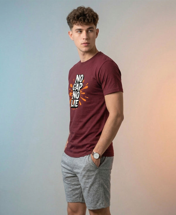 T.T. Men|Graphics Printed Tshirts For Men|Eco Friendly Fabric|Round Neck|Half Sleeves|Cotton Blended Tees For Men|Regular Fit|Big Print|Maroon