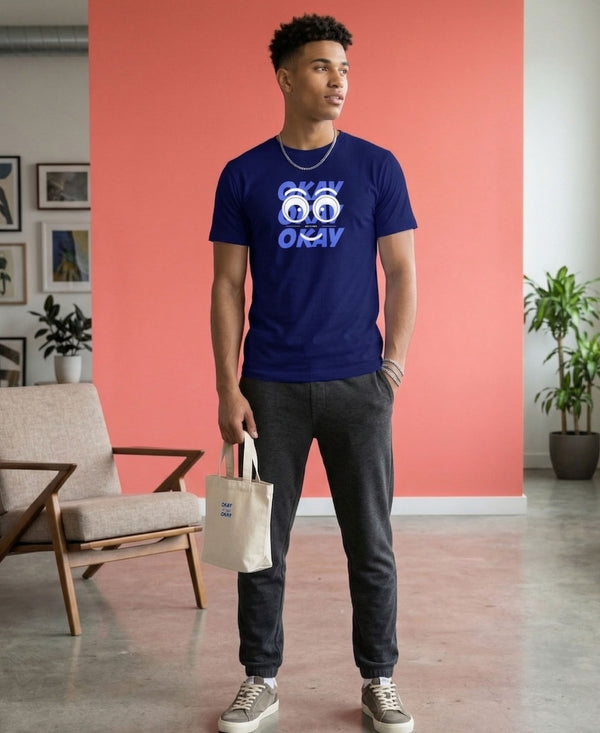 T.T. Men|Graphics Printed Tshirts For Men|Eco Friendly Fabric|Round Neck|Half Sleeves|Cotton Blended Tees For Men|Regular Fit|Big Print|Navy