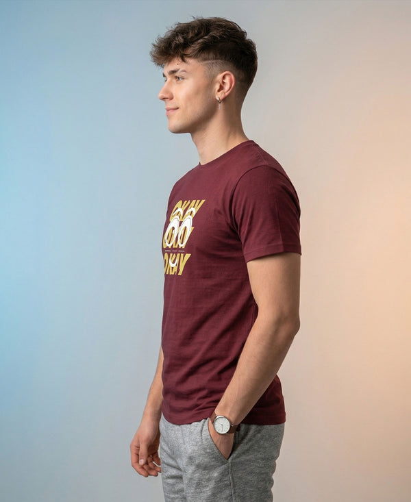 T.T. Men|Graphics Printed Tshirts For Men|Eco Friendly Fabric|Round Neck|Half Sleeves|Cotton Blended Tees For Men|Regular Fit|Big Print|Maroon