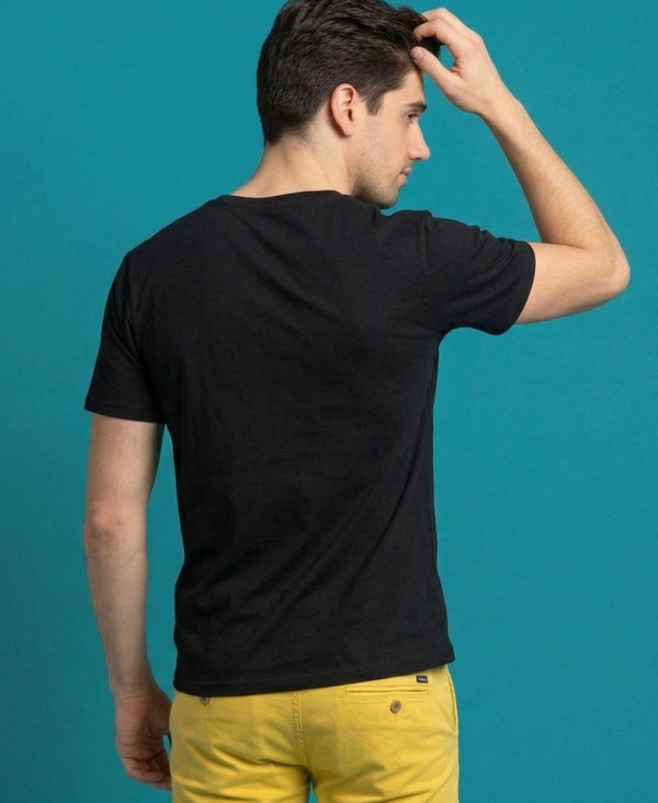 T.T. Men|Graphics Printed Tshirts For Men|Eco Friendly Fabric|Round Neck|Half Sleeves|Cotton Blended Tees For Men|Regular Fit|Big Print|Black