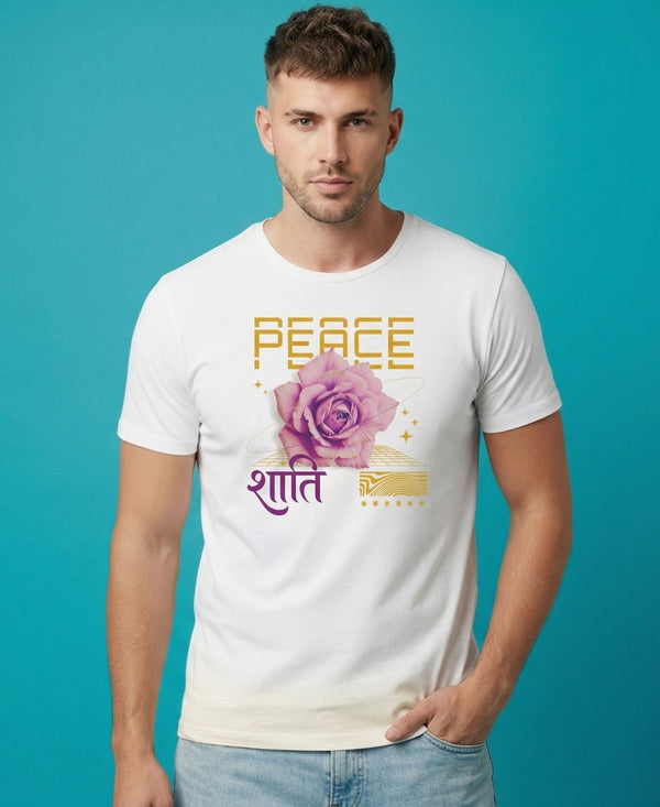 T.T. Men|Graphics Printed Tshirts For Men|Eco Friendly Fabric|Round Neck|Half Sleeves|Cotton Blended Tees For Men|Regular Fit|Big Print|White