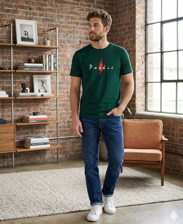 T.T. Men|Graphics Printed Tshirts For Men|Eco Friendly Fabric|Round Neck|Half Sleeves|Cotton Blended Tees For Men|Regular Fit|Big Print|Olive