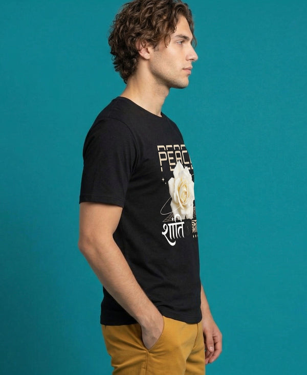 T.T. Men|Graphics Printed Tshirts For Men|Eco Friendly Fabric|Round Neck|Half Sleeves|Cotton Blended Tees For Men|Regular Fit|Big Print|Black