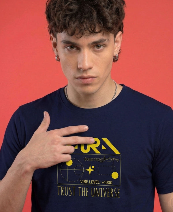 T.T. Men|Graphics Printed Tshirts For Men|Eco Friendly Fabric|Round Neck|Half Sleeves|Cotton Blended Tees For Men|Regular Fit|Big Print|Navy