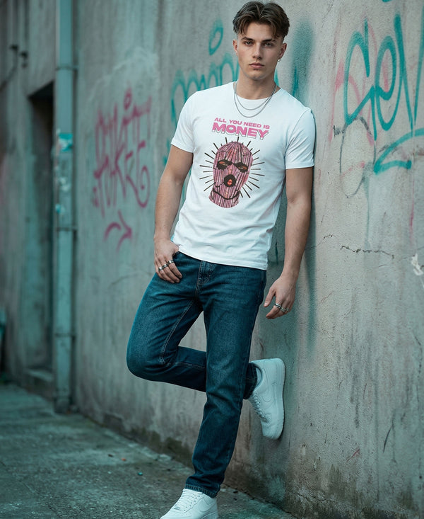 T.T. Men|Graphics Printed Tshirts For Men|Eco Friendly Fabric|Round Neck|Half Sleeves|Cotton Blended Tees For Men|Regular Fit|Big Print|White