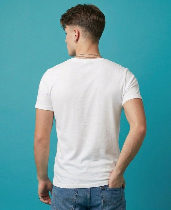 T.T. Men|Graphics Printed Tshirts For Men|Eco Friendly Fabric|Round Neck|Half Sleeves|Cotton Blended Tees For Men|Regular Fit|Big Print|White
