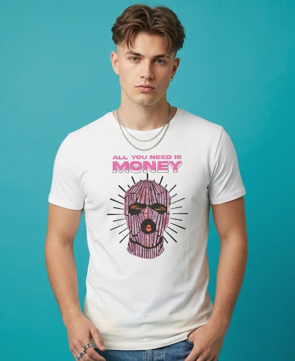 T.T. Men|Graphics Printed Tshirts For Men|Eco Friendly Fabric|Round Neck|Half Sleeves|Cotton Blended Tees For Men|Regular Fit|Big Print|White