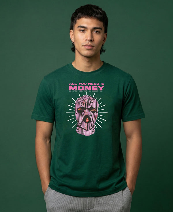 T.T. Men|Graphics Printed Tshirts For Men|Eco Friendly Fabric|Round Neck|Half Sleeves|Cotton Blended Tees For Men|Regular Fit|Big Print|Olive
