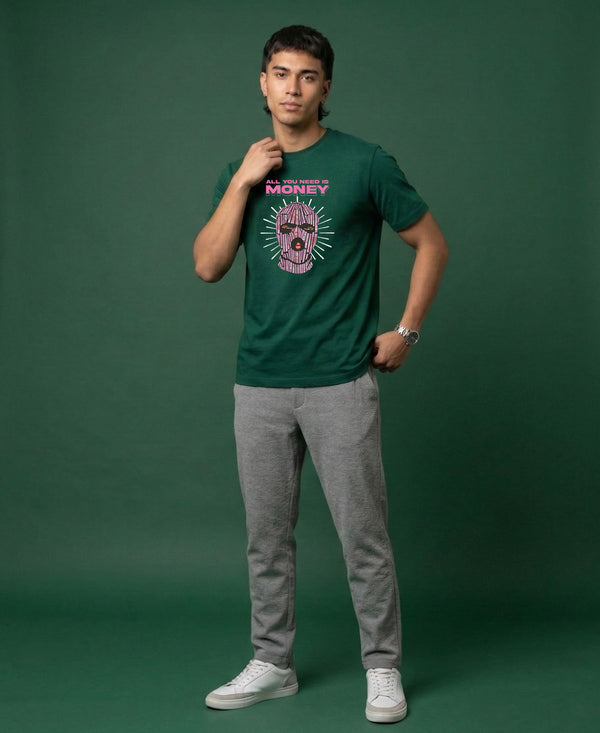T.T. Men|Graphics Printed Tshirts For Men|Eco Friendly Fabric|Round Neck|Half Sleeves|Cotton Blended Tees For Men|Regular Fit|Big Print|Olive