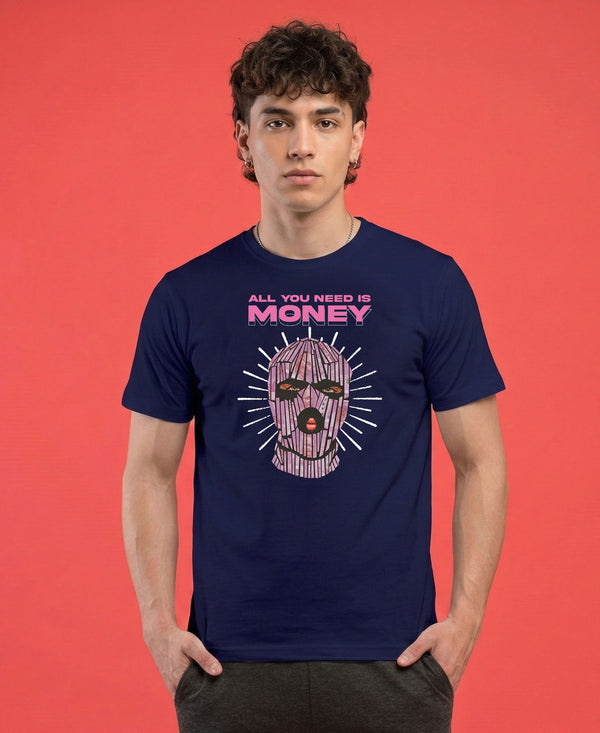 T.T. Men|Graphics Printed Tshirts For Men|Eco Friendly Fabric|Round Neck|Half Sleeves|Cotton Blended Tees For Men|Regular Fit|Big Print|Navy