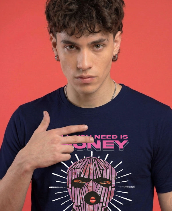 T.T. Men|Graphics Printed Tshirts For Men|Eco Friendly Fabric|Round Neck|Half Sleeves|Cotton Blended Tees For Men|Regular Fit|Big Print|Navy