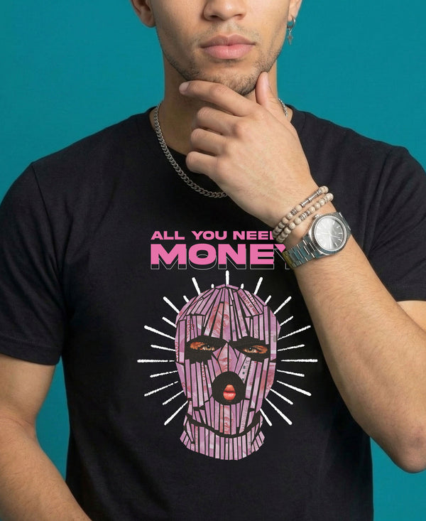 T.T. Men|Graphics Printed Tshirts For Men|Eco Friendly Fabric|Round Neck|Half Sleeves|Cotton Blended Tees For Men|Regular Fit|Big Print|Black