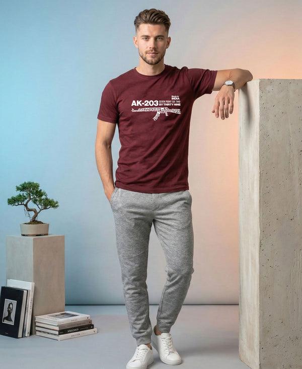 T.T. Men|Graphics Printed Tshirts For Men|Eco Friendly Fabric|Round Neck|Half Sleeves|Cotton Blended Tees For Men|Regular Fit|Big Print|Maroon