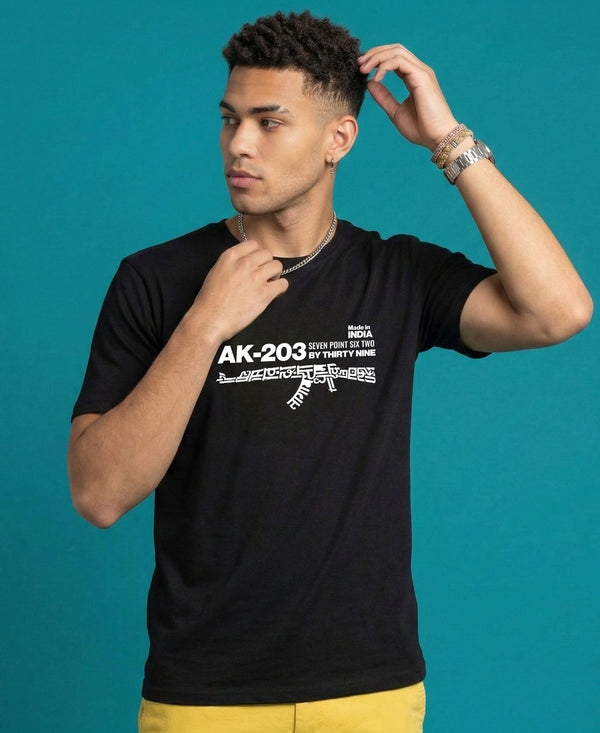 T.T. Men|Graphics Printed Tshirts For Men|Eco Friendly Fabric|Round Neck|Half Sleeves|Cotton Blended Tees For Men|Regular Fit|Big Print|Black