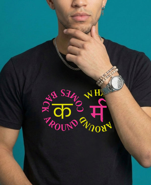 T.T. Men|Graphics Printed Tshirts For Men|Eco Friendly Fabric|Round Neck|Half Sleeves|Cotton Blended Tees For Men|Regular Fit|Big Print|Black