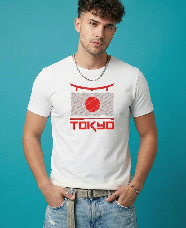 T.T. Men|Graphics Printed Tshirts For Men|Eco Friendly Fabric|Round Neck|Half Sleeves|Cotton Blended Tees For Men|Regular Fit|Big Print|White