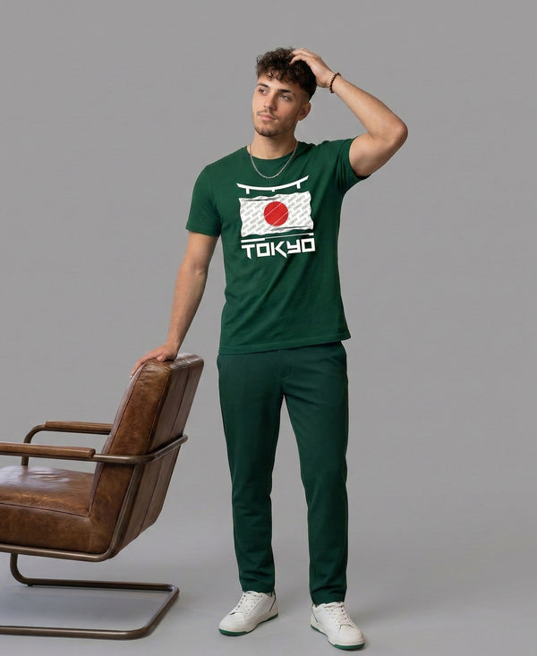 T.T. Men|Graphics Printed Tshirts For Men|Eco Friendly Fabric|Round Neck|Half Sleeves|Cotton Blended Tees For Men|Regular Fit|Big Print|Olive