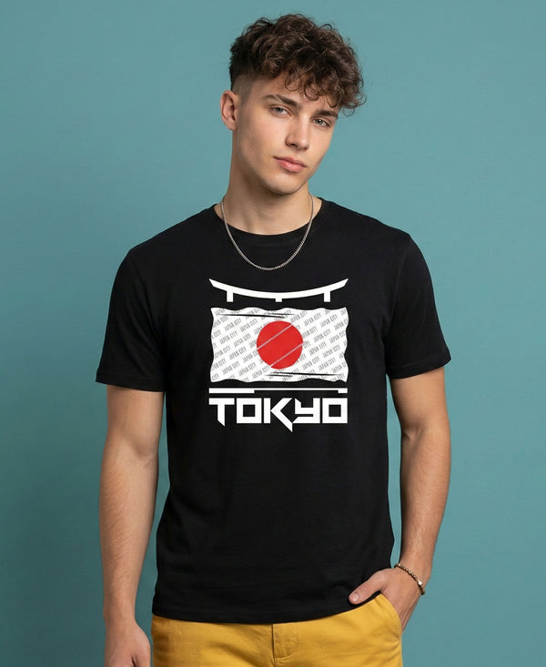 T.T. Men|Graphics Printed Tshirts For Men|Eco Friendly Fabric|Round Neck|Half Sleeves|Cotton Blended Tees For Men|Regular Fit|Big Print|Black