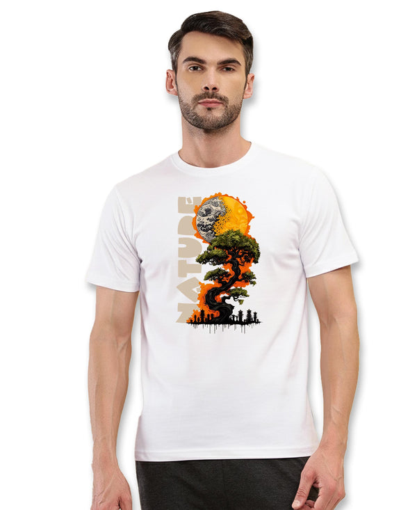 T.T. Men|Graphics Printed Tshirts For Men|Eco Friendly Fabric|Round Neck|Half Sleeves|Cotton Blended Tees For Men|Regular Fit|Big Print|White