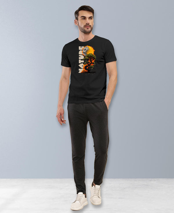 T.T. Men|Graphics Printed Tshirts For Men|Eco Friendly Fabric|Round Neck|Half Sleeves|Cotton Blended Tees For Men|Regular Fit|Big Print|Black