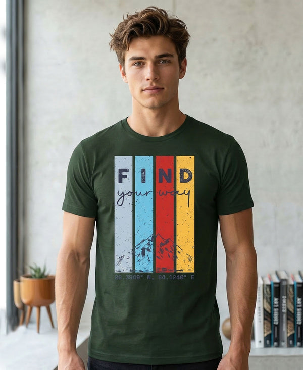 T.T. Men|Graphics Printed Tshirts For Men|Eco Friendly Fabric|Round Neck|Half Sleeves|Cotton Blended Tees For Men|Regular Fit|Big Print|Olive