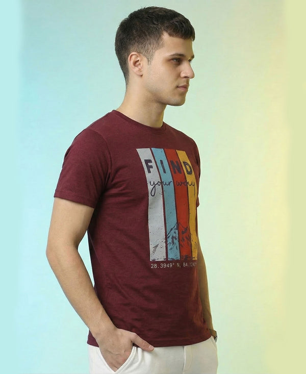 T.T. Men|Graphics Printed Tshirts For Men|Eco Friendly Fabric|Round Neck|Half Sleeves|Cotton Blended Tees For Men|Regular Fit|Big Print|Maroon