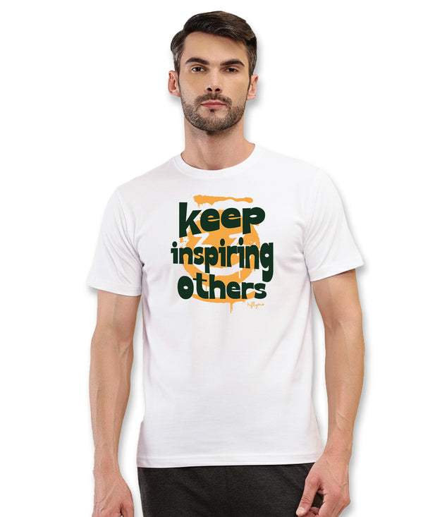 T.T. Men|Graphics Printed Tshirts For Men|Eco Friendly Fabric|Round Neck|Half Sleeves|Cotton Blended Tees For Men|Regular Fit|Big Print|White
