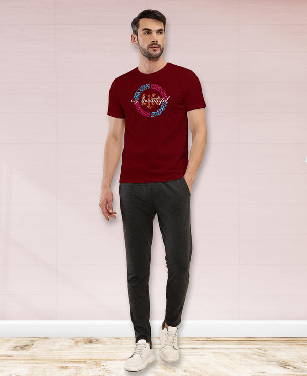 T.T. Men|Graphics Printed Tshirts For Men|Eco Friendly Fabric|Round Neck|Half Sleeves|Cotton Blended Tees For Men|Regular Fit|Big Print|Maroon