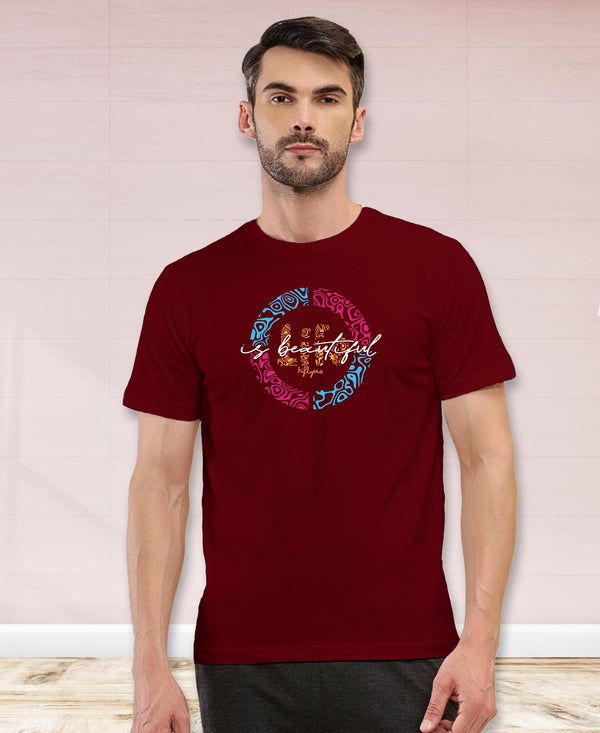 T.T. Men|Graphics Printed Tshirts For Men|Eco Friendly Fabric|Round Neck|Half Sleeves|Cotton Blended Tees For Men|Regular Fit|Big Print|Maroon
