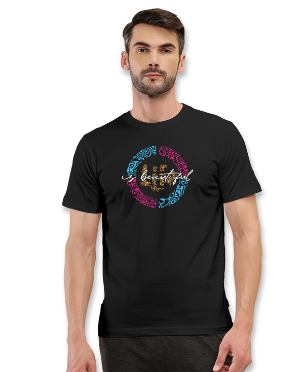 T.T. Men|Graphics Printed Tshirts For Men|Eco Friendly Fabric|Round Neck|Half Sleeves|Cotton Blended Tees For Men|Regular Fit|Big Print|Black