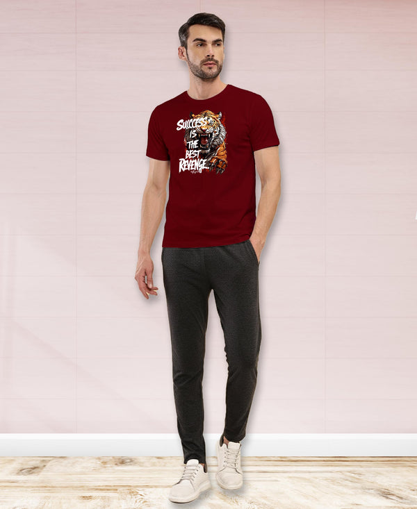 T.T. Men|Graphics Printed Tshirts For Men|Eco Friendly Fabric|Round Neck|Half Sleeves|Cotton Blended Tees For Men|Regular Fit|Big Print|Maroon