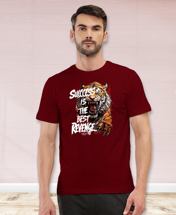 T.T. Men|Graphics Printed Tshirts For Men|Eco Friendly Fabric|Round Neck|Half Sleeves|Cotton Blended Tees For Men|Regular Fit|Big Print|Maroon