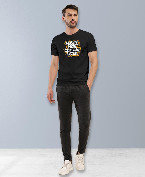 T.T. Men|Graphics Printed Tshirts For Men|Eco Friendly Fabric|Round Neck|Half Sleeves|Cotton Blended Tees For Men|Regular Fit|Big Print|Black