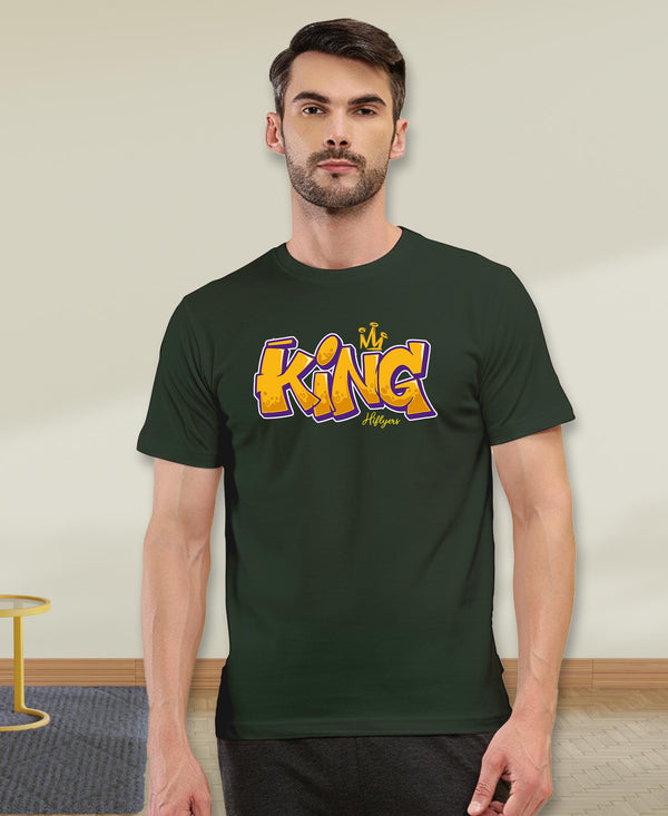 T.T. Men|Graphics Printed Tshirts For Men|Eco Friendly Fabric|Round Neck|Half Sleeves|Cotton Blended Tees For Men|Regular Fit|Big Print|Olive