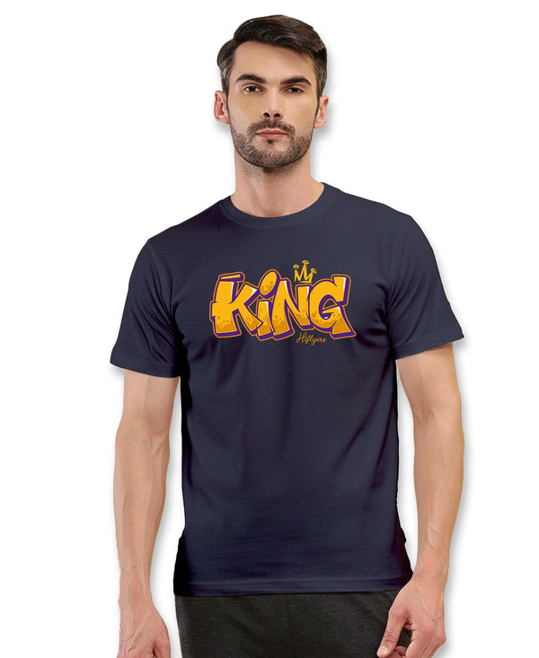 T.T. Men|Graphics Printed Tshirts For Men|Eco Friendly Fabric|Round Neck|Half Sleeves|Cotton Blended Tees For Men|Regular Fit|Big Print|Navy
