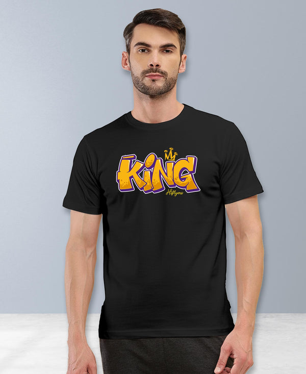 T.T. Men|Graphics Printed Tshirts For Men|Eco Friendly Fabric|Round Neck|Half Sleeves|Cotton Blended Tees For Men|Regular Fit|Big Print|Black