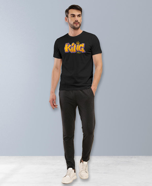 T.T. Men|Graphics Printed Tshirts For Men|Eco Friendly Fabric|Round Neck|Half Sleeves|Cotton Blended Tees For Men|Regular Fit|Big Print|Black
