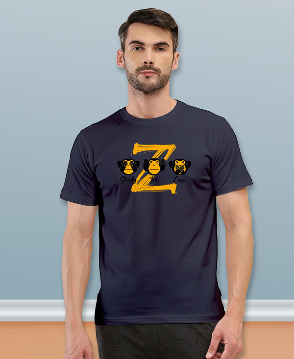 T.T. Men|Graphics Printed Tshirts For Men|Eco Friendly Fabric|Round Neck|Half Sleeves|Cotton Blended Tees For Men|Regular Fit|Big Print|Navy