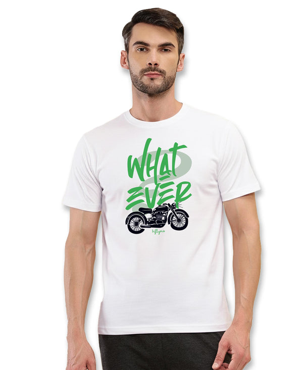 T.T. Men|Graphics Printed Tshirts For Men|Eco Friendly Fabric|Round Neck|Half Sleeves|Cotton Blended Tees For Men|Regular Fit|Big Print|White