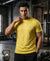 T.T. Men Dri-Fit Polyester Dot- Knit Fabric Round Neck Tees Yellow