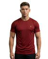 T.T. Men Dri-Fit Polyester Dot- Knit Fabric Round Neck Tees Maroon