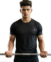 T.T. Men Dri-Fit Polyester Dot- Knit Fabric Round Neck TeesBlack