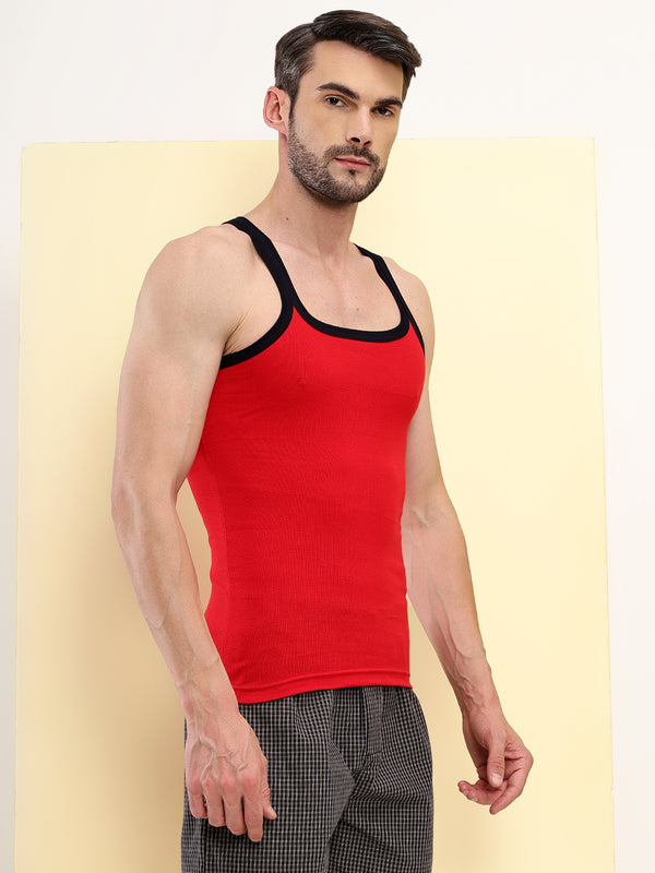 T.T. Men|Desire Premium|Pure Cotton|Rib Gym Vest|Breathable, Soft & Stretchable Innerwear For Men | Gym, Sports & Daily Wear|Pack Of 3|Grey,Navy,Red