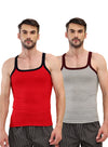 T.T. Men|Desire Premium|Pure Cotton|Rib Gym Vest|Breathable, Soft & Stretchable Innerwear For Men | Gym, Sports & Daily Wear|Pack Of 2|Grey,Red